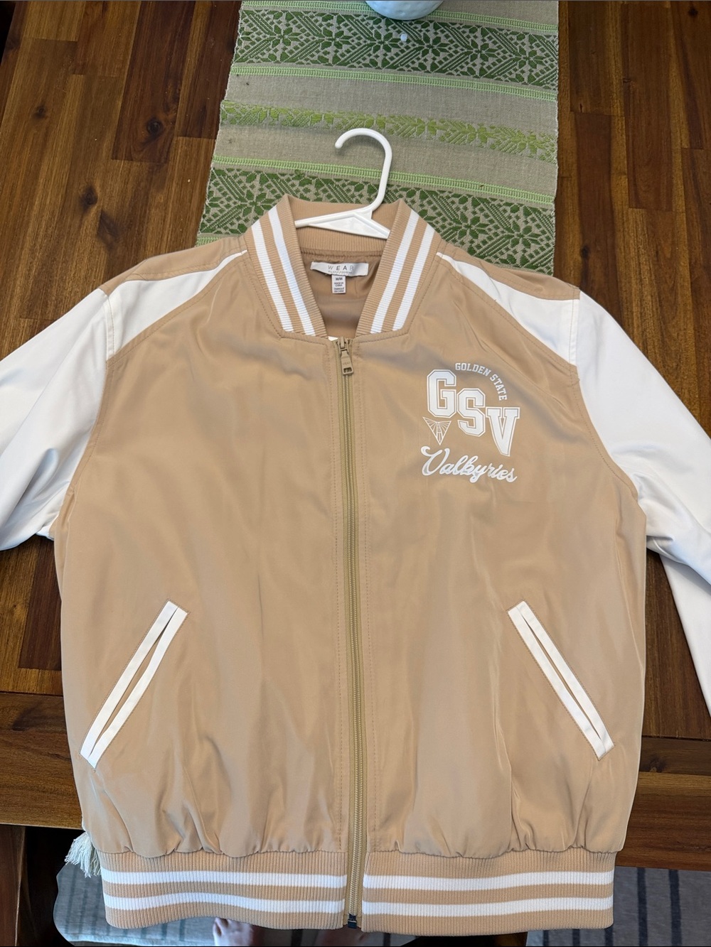 Ladies Two-Tone Bomber Jacket - Cream & White